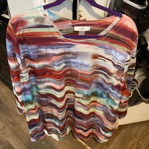 Multicolor tunic with brushed watercolor look. Size 3x